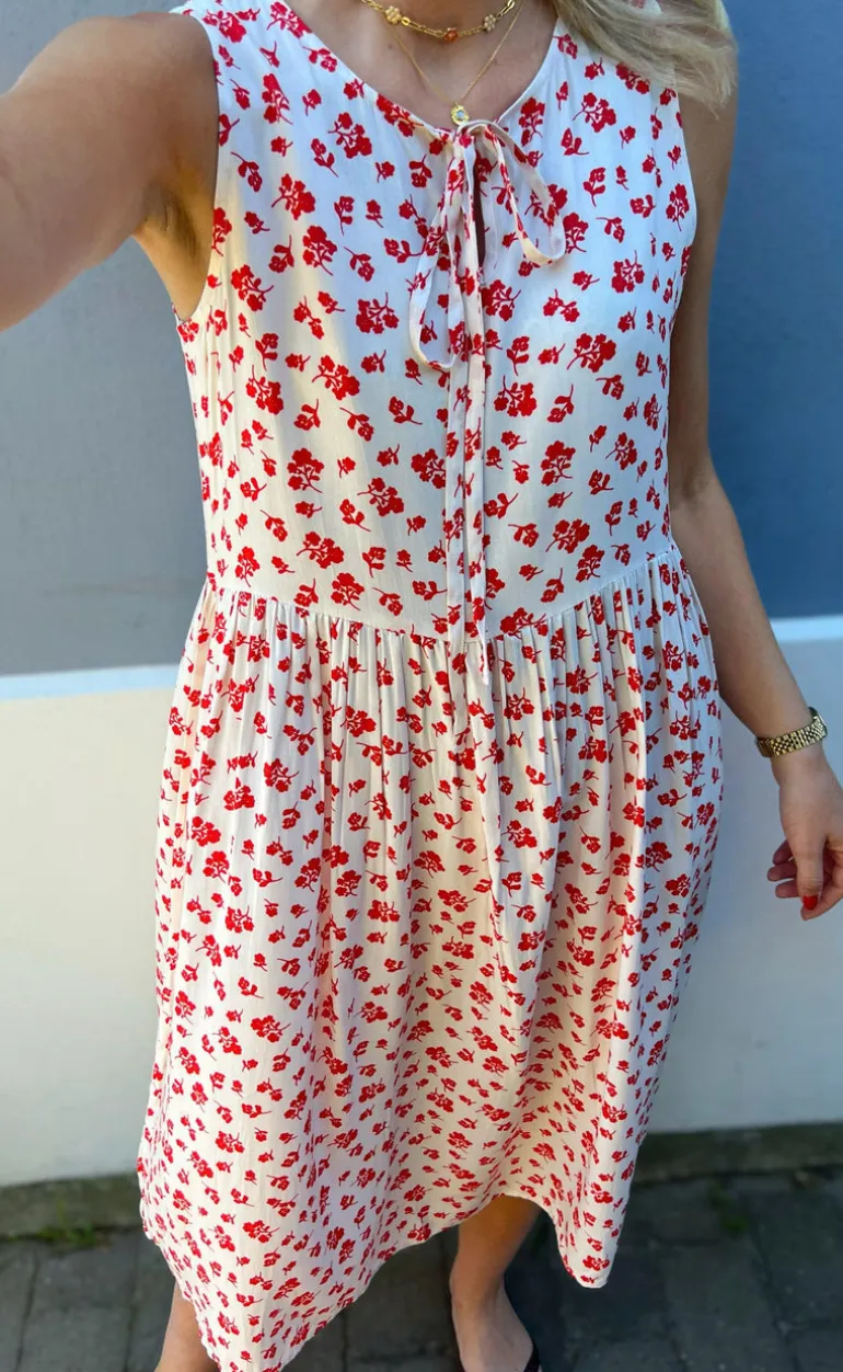 Say INA Copenhagen Kjole - Heidi - White/Red Flowers