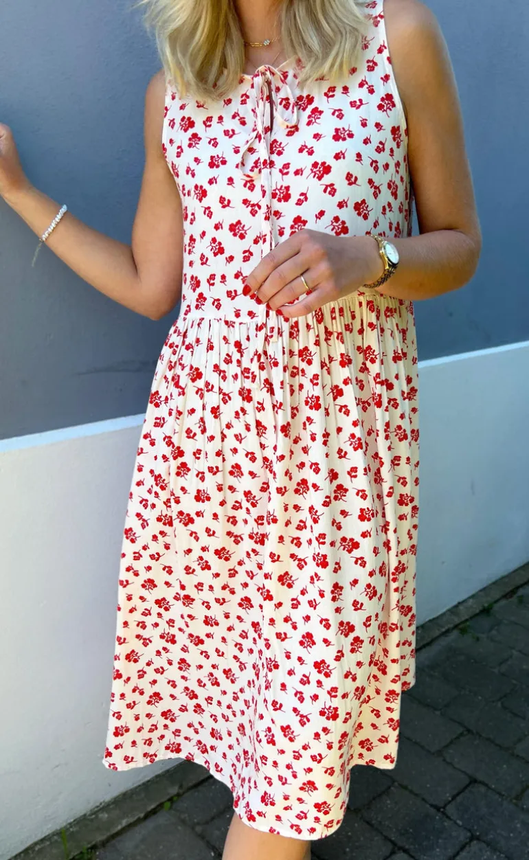 Say INA Copenhagen Kjole - Heidi - White/Red Flowers