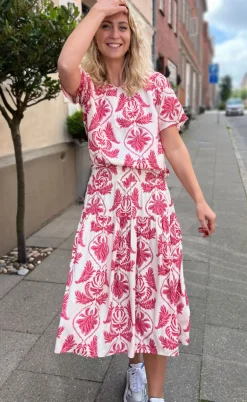 Say INA Copenhagen Nederdel - Vicky - White/Pink Paisley