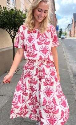Say INA Copenhagen Nederdel - Vicky - White/Pink Paisley