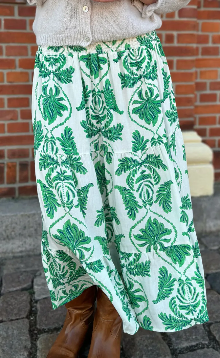 Say INA Copenhagen Nederdel - Malina - White / Green Paisley