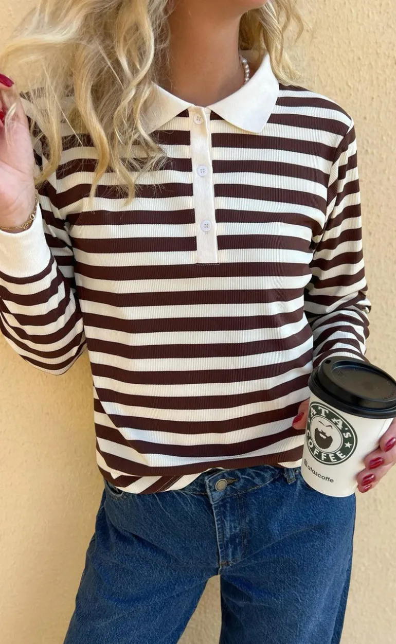 Say INA Copenhagen Polo / Bluse - Pamela - Brown Striped