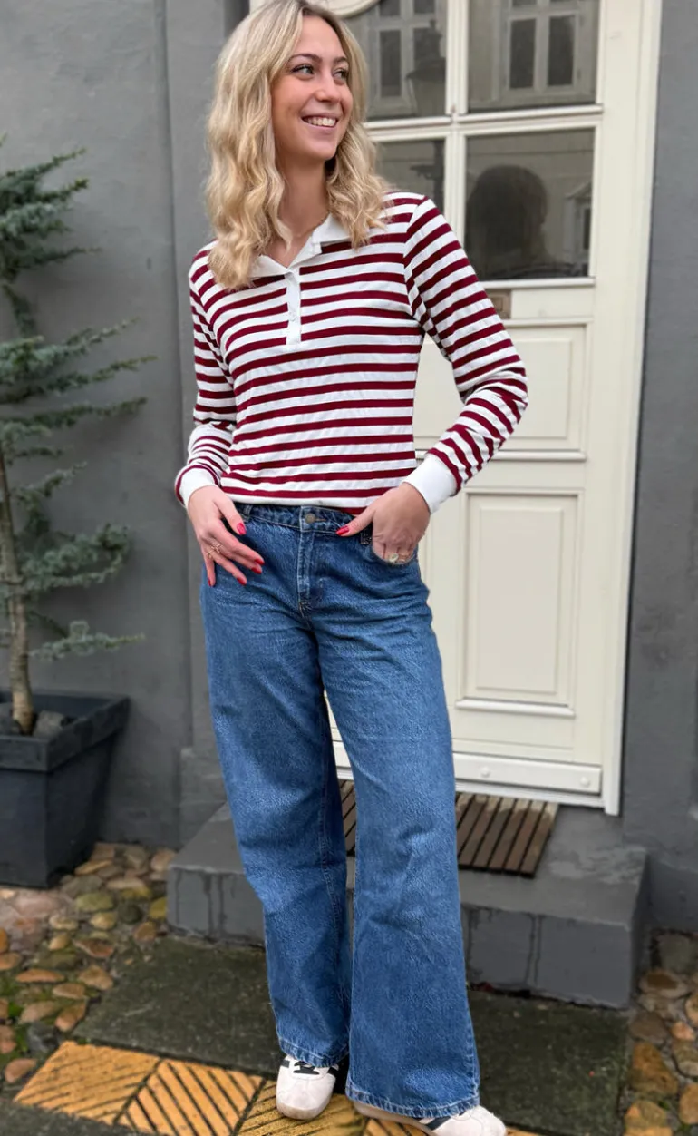 Say INA Copenhagen Polo / Bluse - Pamela - Bordeaux Striped