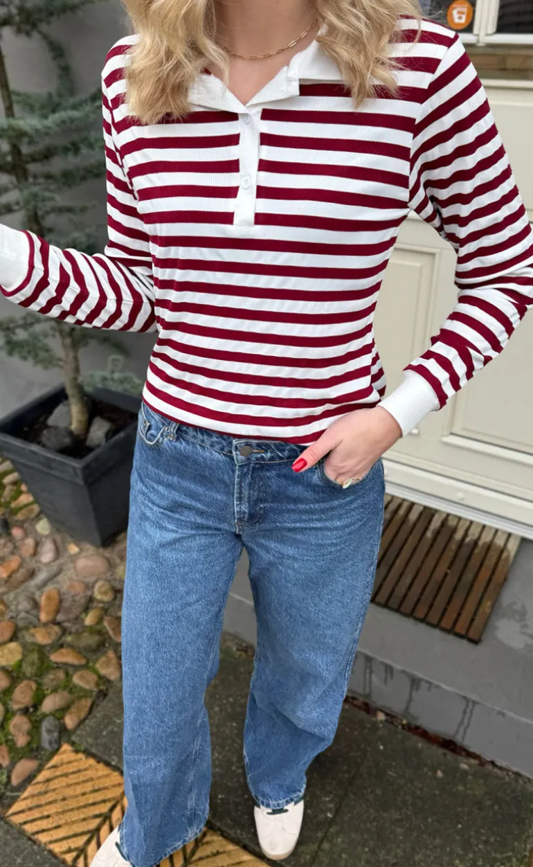 Say INA Copenhagen Polo / Bluse - Pamela - Bordeaux Striped