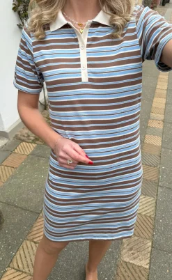 Say INA Copenhagen Polo Kjole - Pamela - Brown / Blue Striped