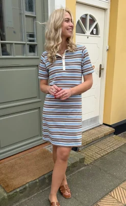 Say INA Copenhagen Polo Kjole - Pamela - Brown / Blue Striped