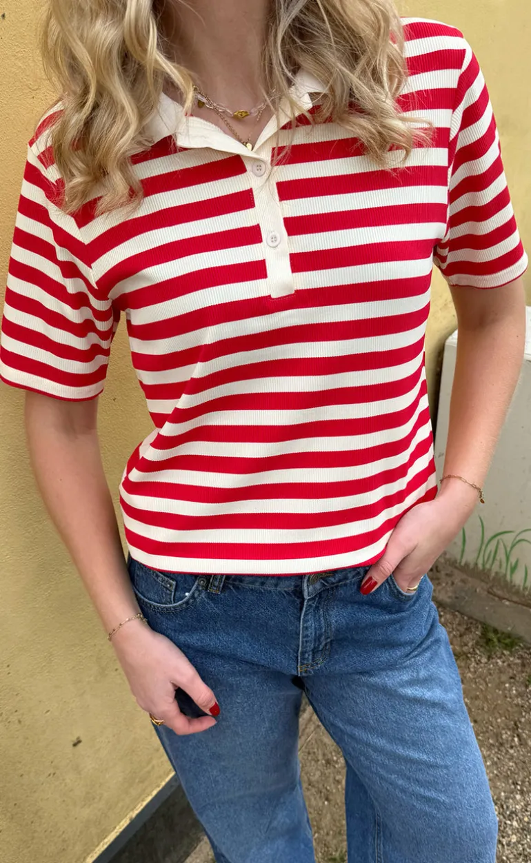Say INA Copenhagen Polo T-Shirt - Pamela Summer - Red Striped