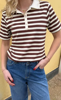 Say INA Copenhagen Polo T-Shirt - Pamela Summer - Brown Striped