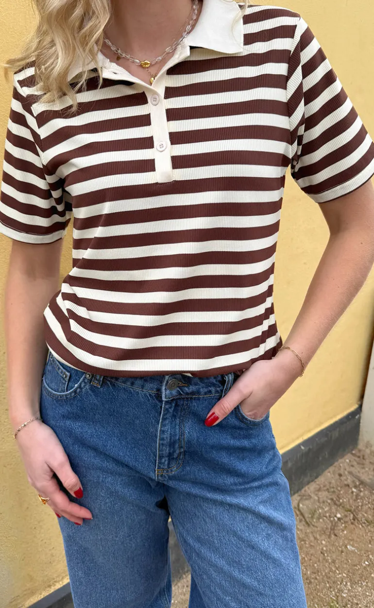 Say INA Copenhagen Polo T-Shirt - Pamela Summer - Brown Striped