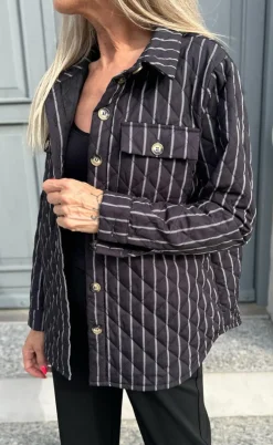 Say INA Copenhagen Quiltet Jakke - Kiani - Black W. White Stripes