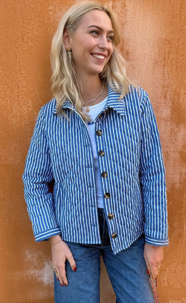Say INA Copenhagen Quiltet Jakke - Elvira - Blue Striped