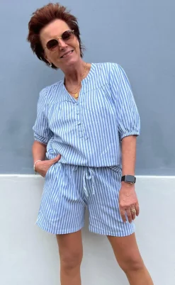 Say INA Copenhagen Shorts - Alba - Blue Striped