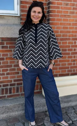 Say INA Copenhagen Skjorte - Zara Zig Zag - Black W. White