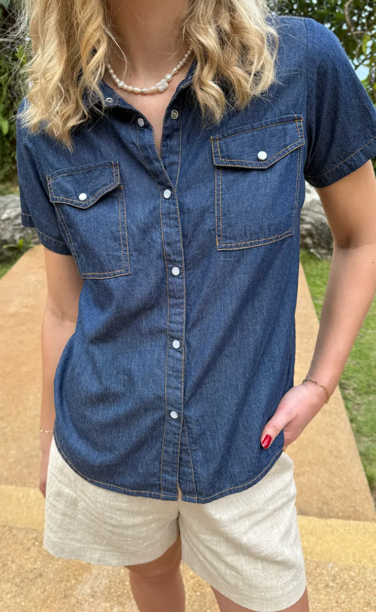 Say INA Copenhagen Skjorte - Detia Summer - Denim Blue