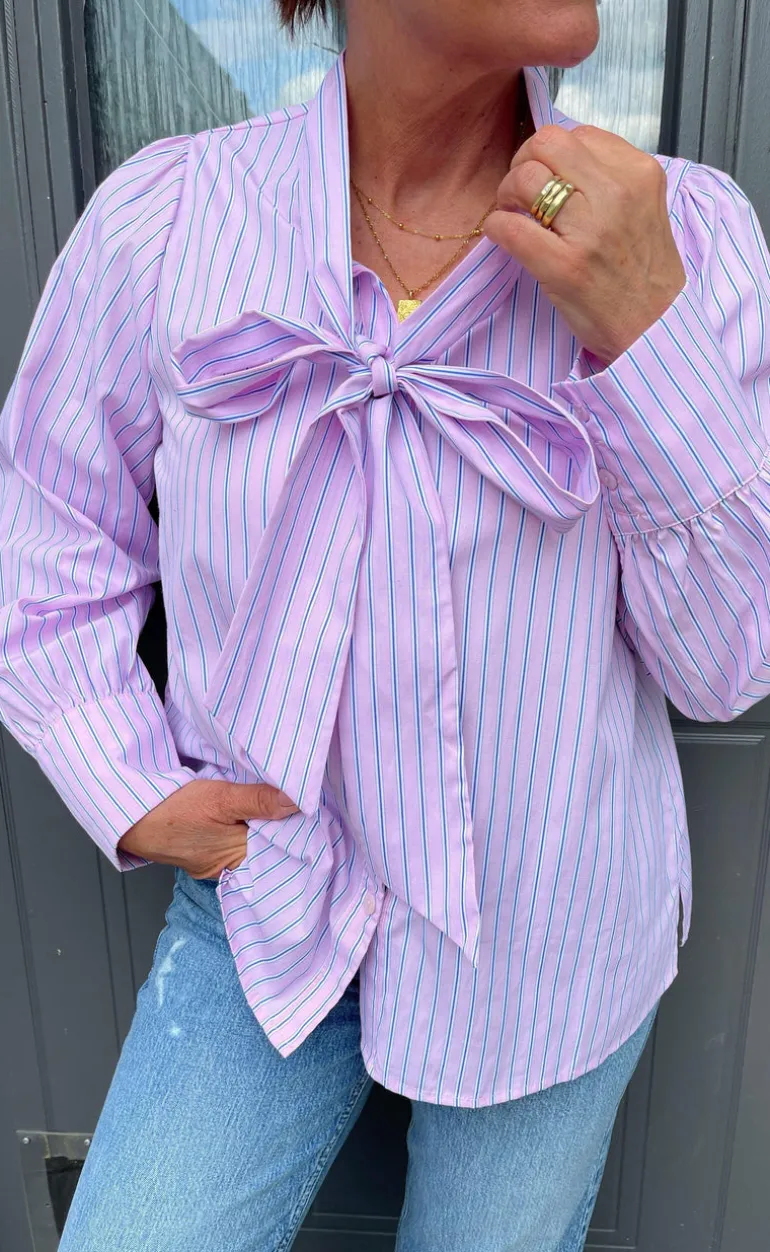 Say INA Copenhagen Skjorte - Bow - Pink Striped