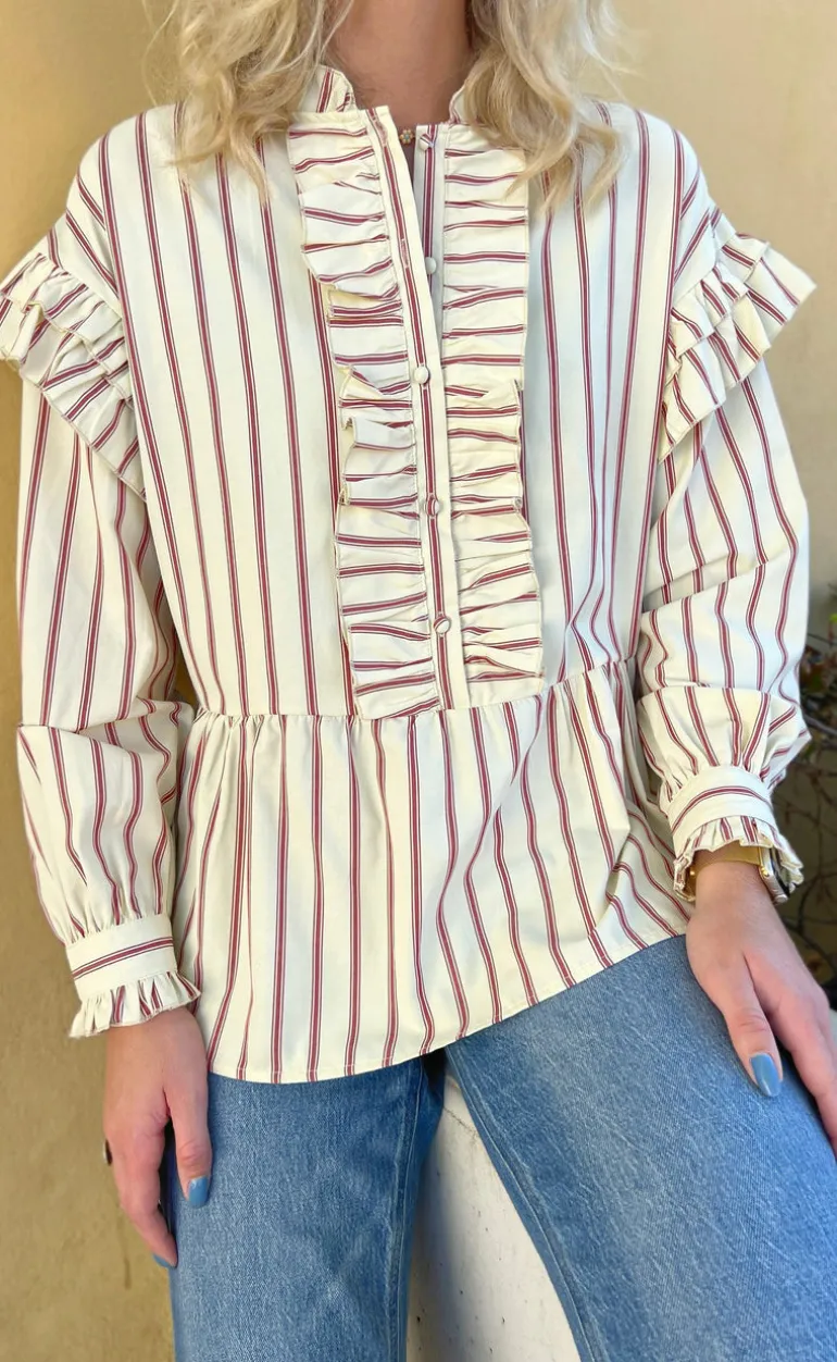Say INA Copenhagen Skjorte - Frida - Red Striped