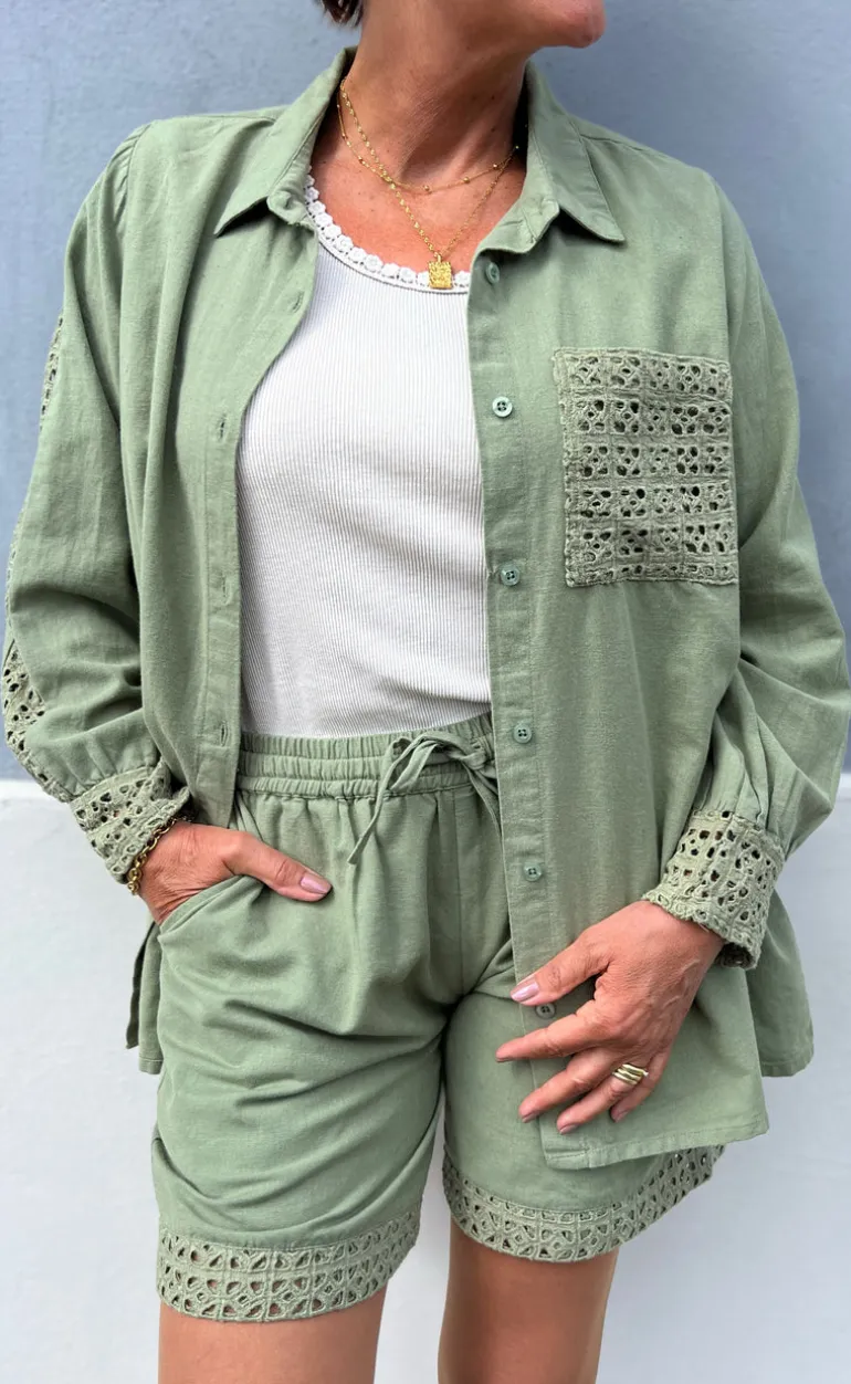 Say INA Copenhagen Skjorte - Sandy Linen - Army Green
