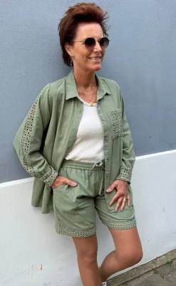 Say INA Copenhagen Skjorte - Sandy Linen - Army Green