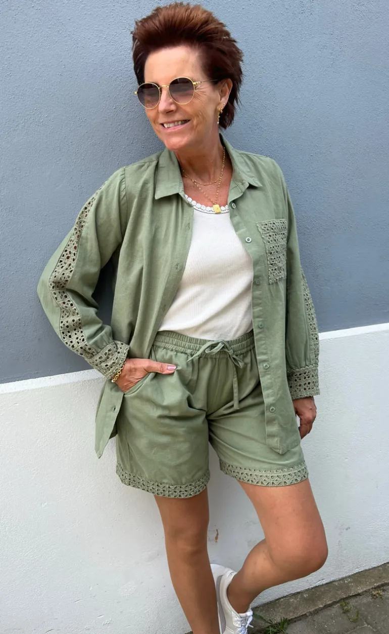 Say INA Copenhagen Skjorte - Sandy Linen - Army Green