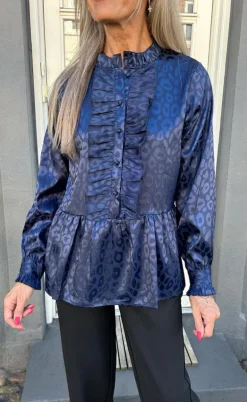 Say INA Copenhagen Skjorte - Evie - Navy Blue Leopard