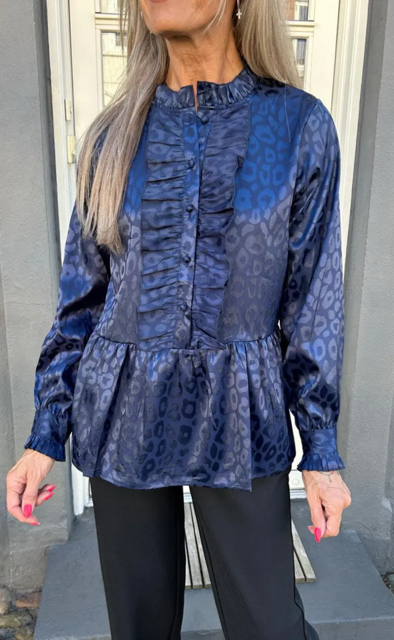 Say INA Copenhagen Skjorte - Evie - Navy Blue Leopard