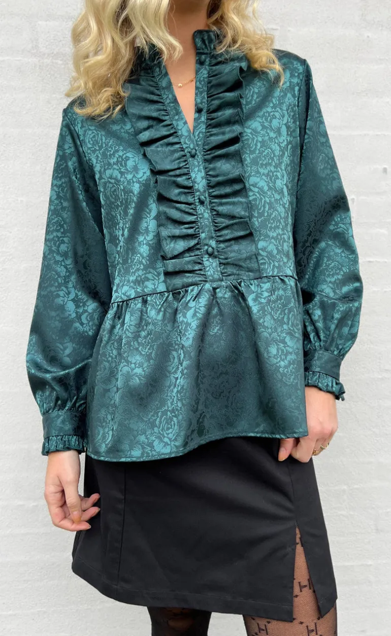 Say INA Copenhagen Skjorte - Evie - Dark Green Flower