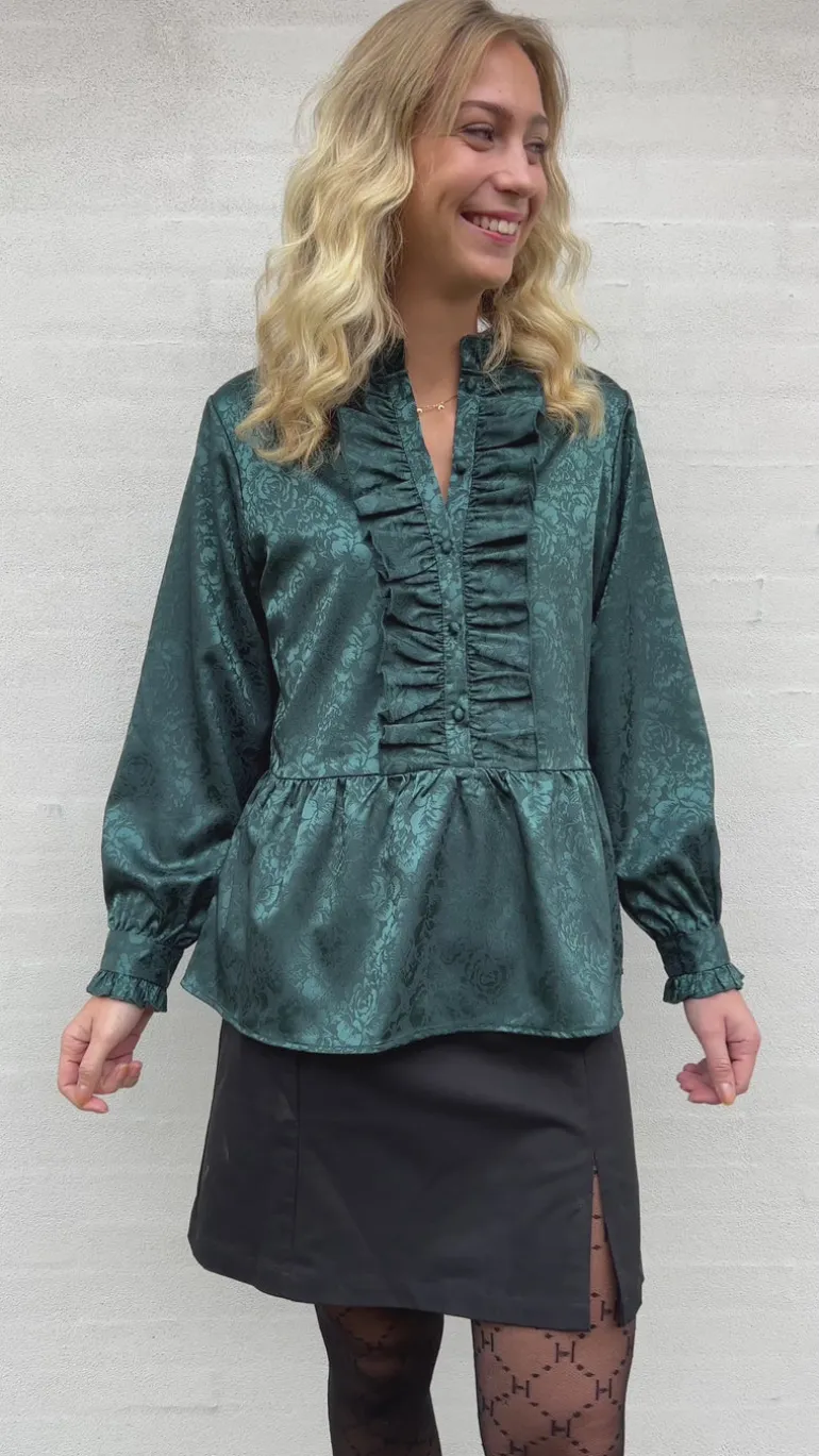 Say INA Copenhagen Skjorte - Evie - Dark Green Flower