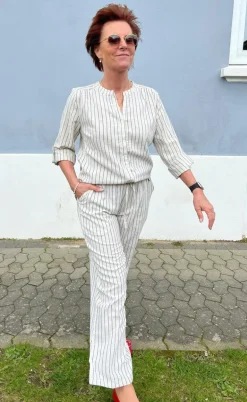 Say INA Copenhagen Skjorte - Juliana Linen - Off White / Black Striped