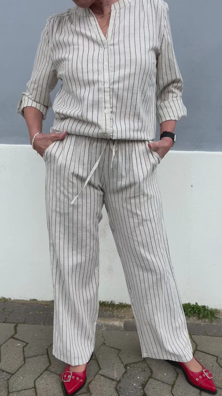 Say INA Copenhagen Skjorte - Juliana Linen - Off White / Black Striped