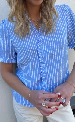 Say INA Copenhagen Top - Catja - Blue Striped