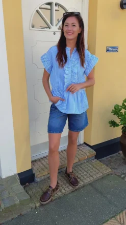 Say INA Copenhagen Top - Catja - Blue Striped