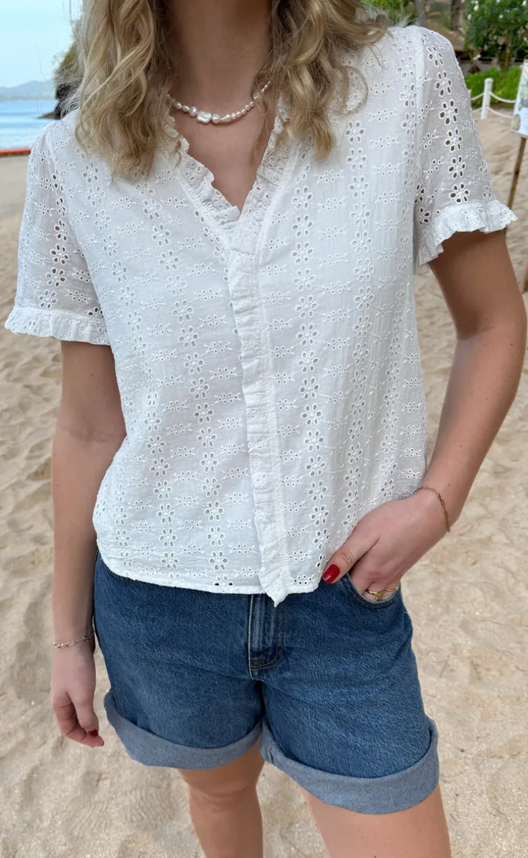 Say INA Copenhagen Top - Catja - White Broderie Anglaise