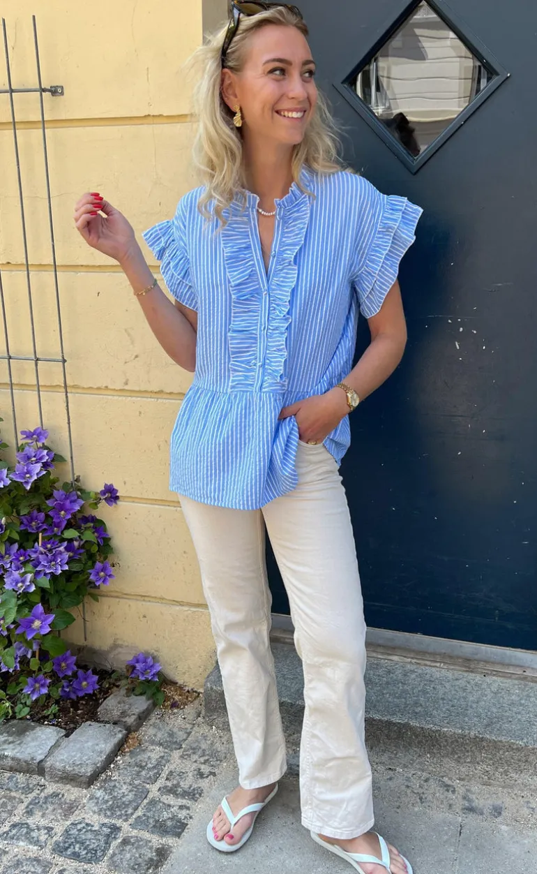 Say INA Copenhagen Top - Freya - Blue Striped