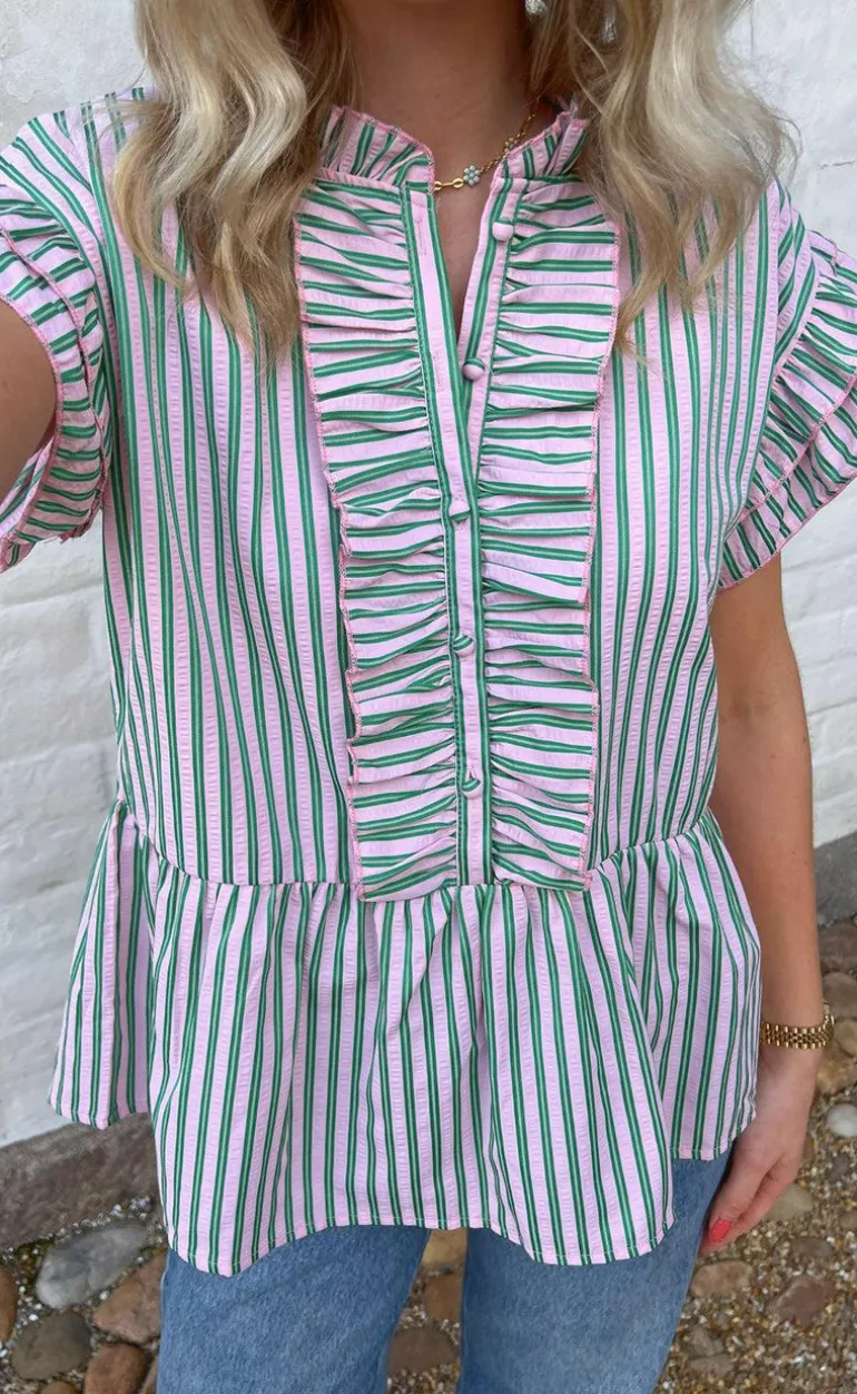 Say INA Copenhagen Top - Freya - Pink/Green Striped