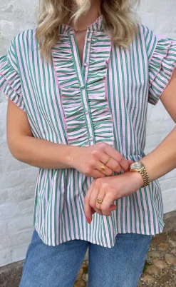 Say INA Copenhagen Top - Freya - Pink/Green Striped
