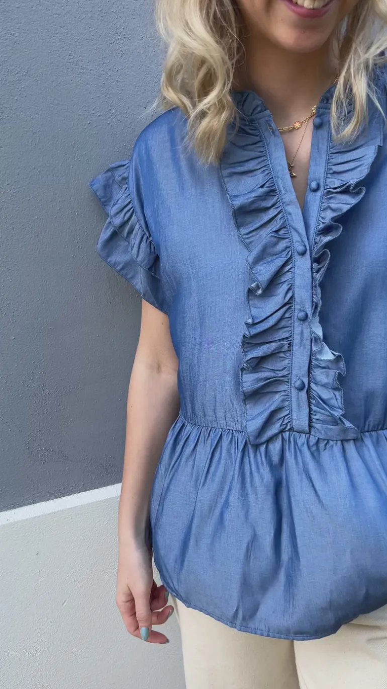 Say INA Copenhagen Top - Freya - Denim Blue