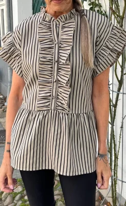 Say INA Copenhagen Top - Freya - Brown/Black Stripe