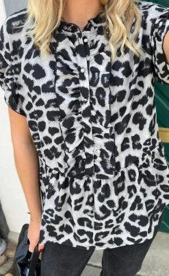Say INA Copenhagen Top - Freya - Grey Leopard
