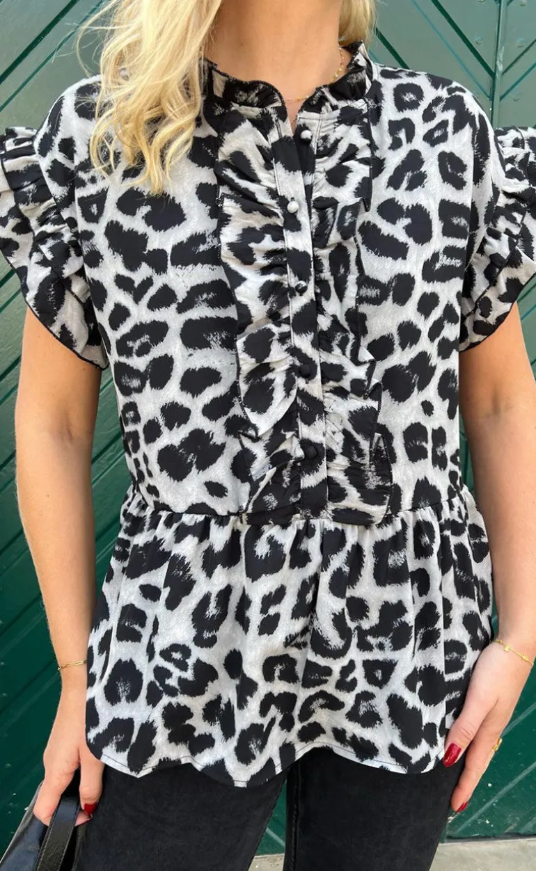 Say INA Copenhagen Top - Freya - Grey Leopard