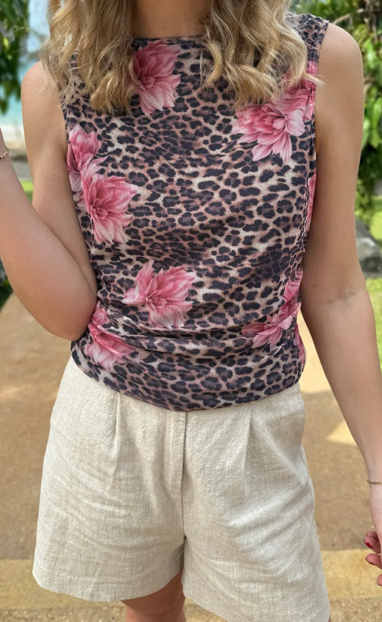 Say INA Copenhagen Top - Martina Mesh - Leopard / Flower