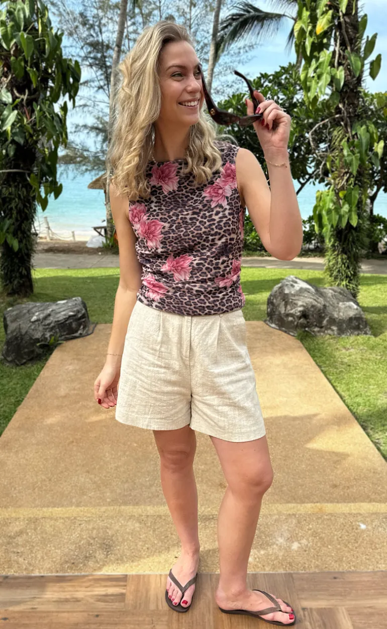 Say INA Copenhagen Top - Martina Mesh - Leopard / Flower