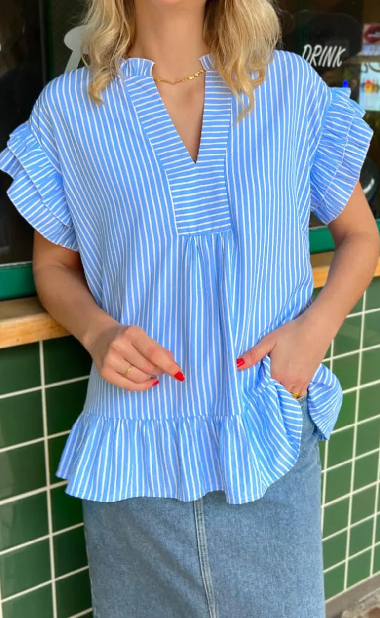 Say INA Copenhagen Top - Winnie - Blue Striped