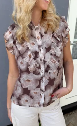 Say INA Copenhagen Top - Zita - Brown Flowers