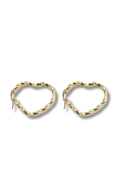 Smykkeli Copenhagen Øreringe - Big Heart - Gold Colour