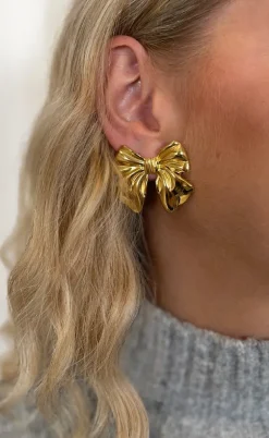 Smykkeli Copenhagen Øreringe - Big Bow - Gold Colour
