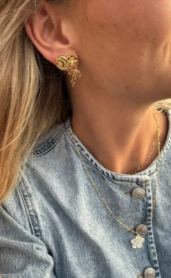 Smykkeli Copenhagen Øreringe - Big Rose - Gold Colour