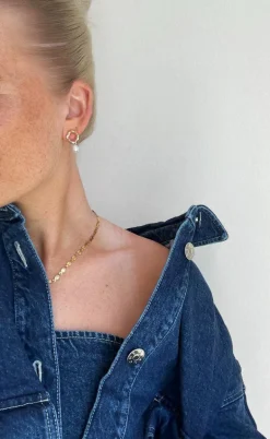 Smykkeli Copenhagen Øreringe - Hammered Pearl - Gold Colour