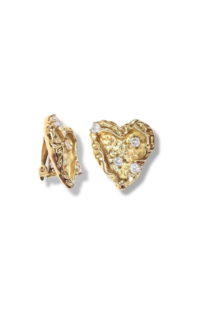 Smykkeli Copenhagen Øreringe - Simili Heart - Gold Colour