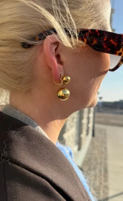Smykkeli Copenhagen Øreringe - Hammered Heart - Gold Colour