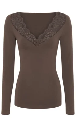 Tim & Simonsen Bluse - Belen V-Lace - Caffe